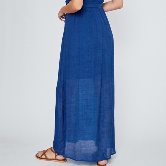 Royal Blue Ruffled Neckline Maxi Dress  NWT - Picture 3 of 5